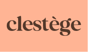 clestège wordmark, coral colourway